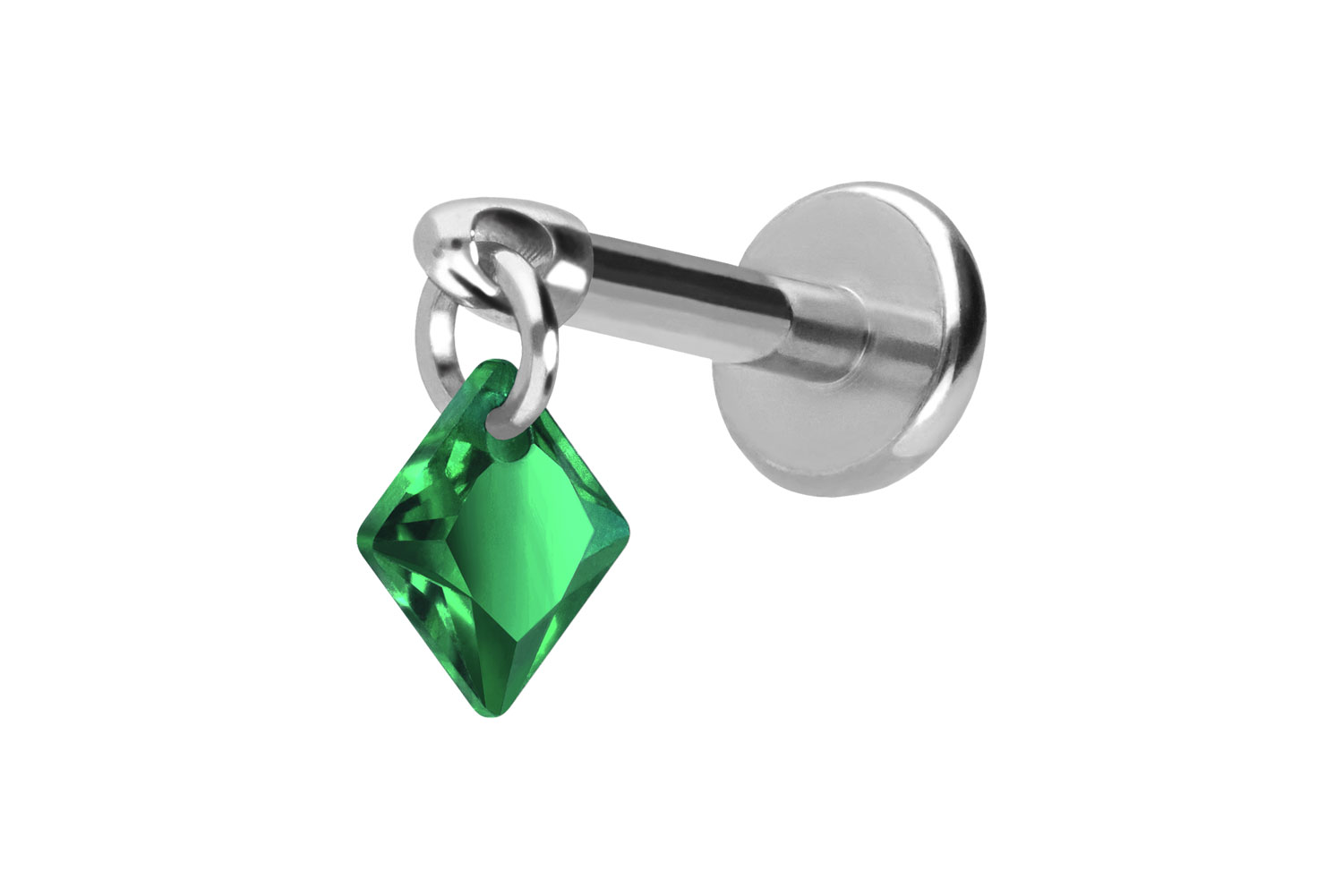 Titanium labret with push fit CRYSTAL SQUARE