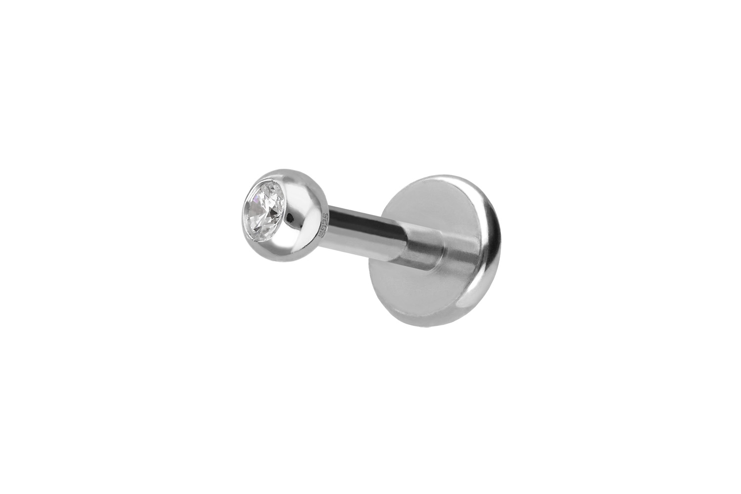 Titan Labret mit Innengewinde + 925er Silber Aufsatz MOISSANIT