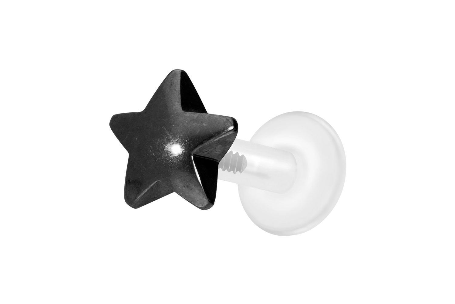 PTFE Labret mit Innengewinde + Titan-Aufsatz STERN