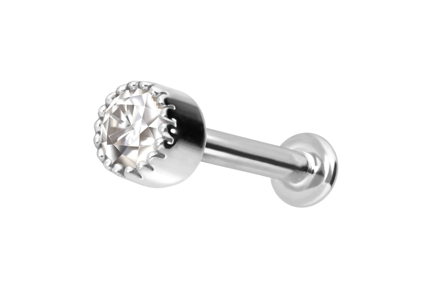 14 carat gold labret with push fit MOISSANITE DISC