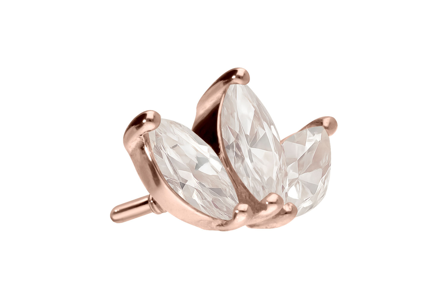 14 Karat Gold Schraubaufsatz mit Außengewinde MOISSANIT-LOTUSBLÜTE