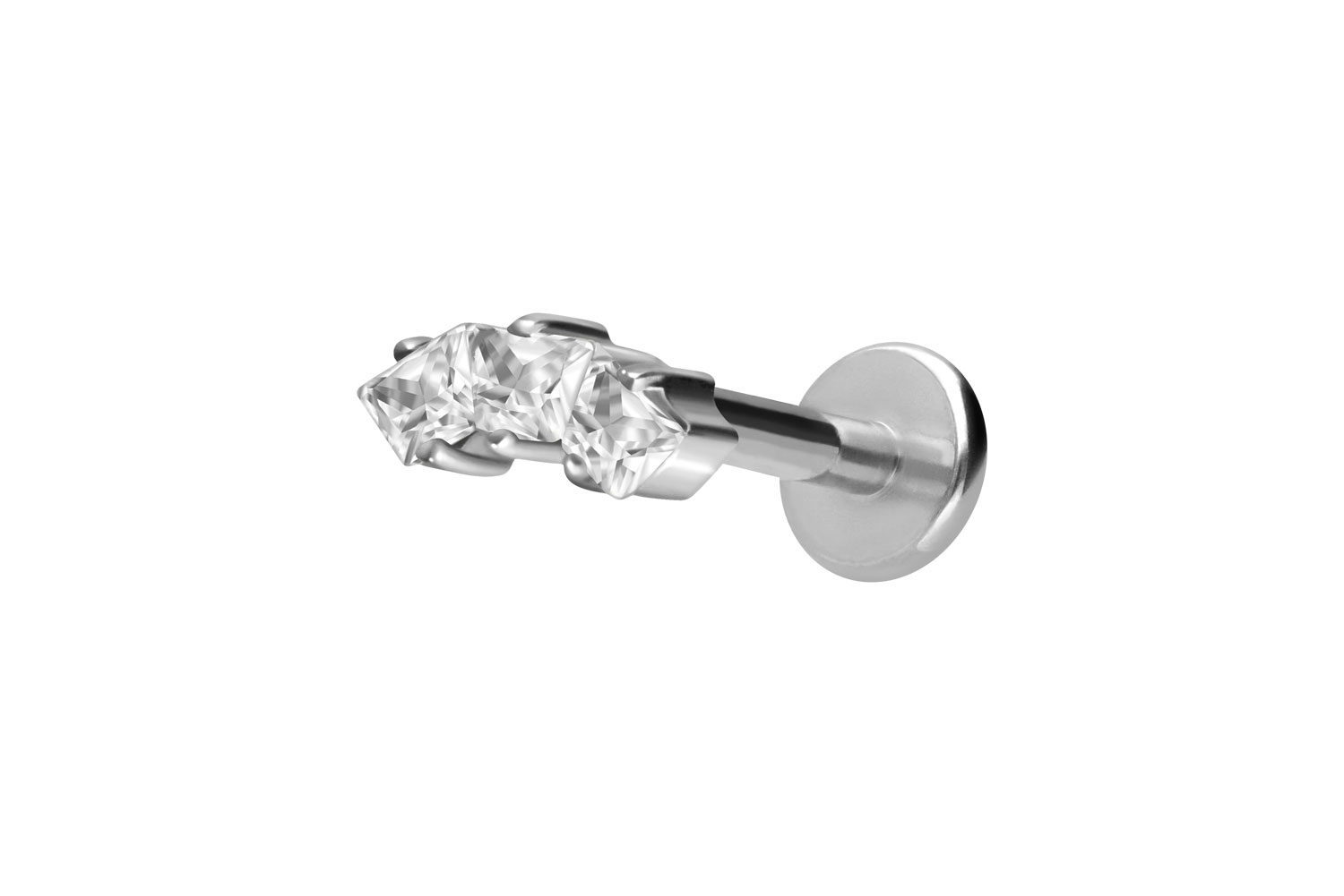 Titan Labret mit Innengewinde EINGEFASSTE KRISTALLTRAPEZE