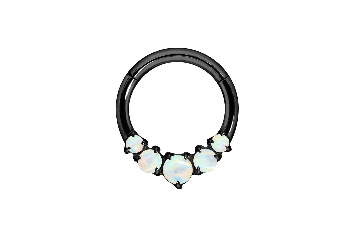 Titanium segment ring clicker 5 SYNTHETIC OPALS