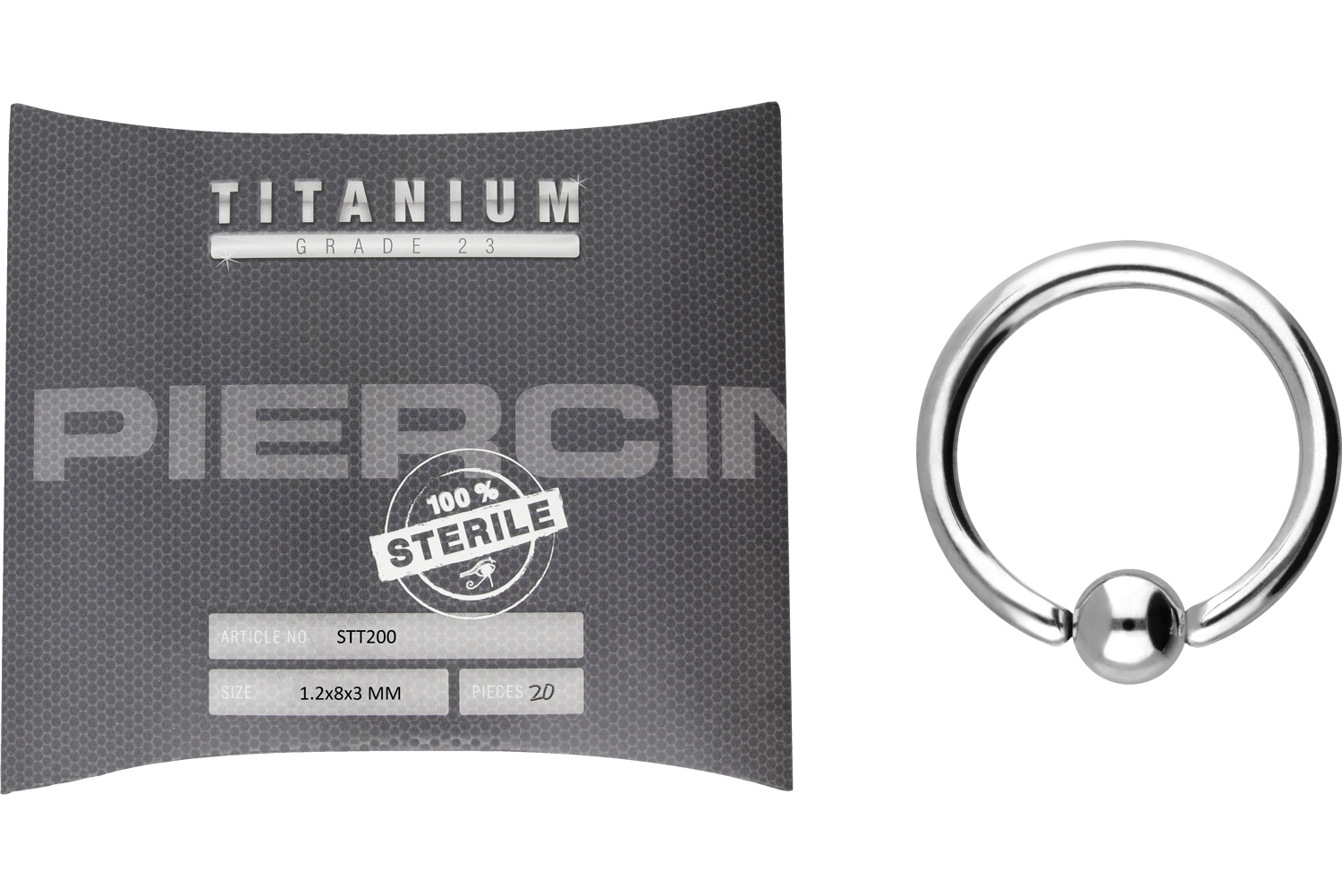 20er SET Sterilisierter Titan Klemmkugelring