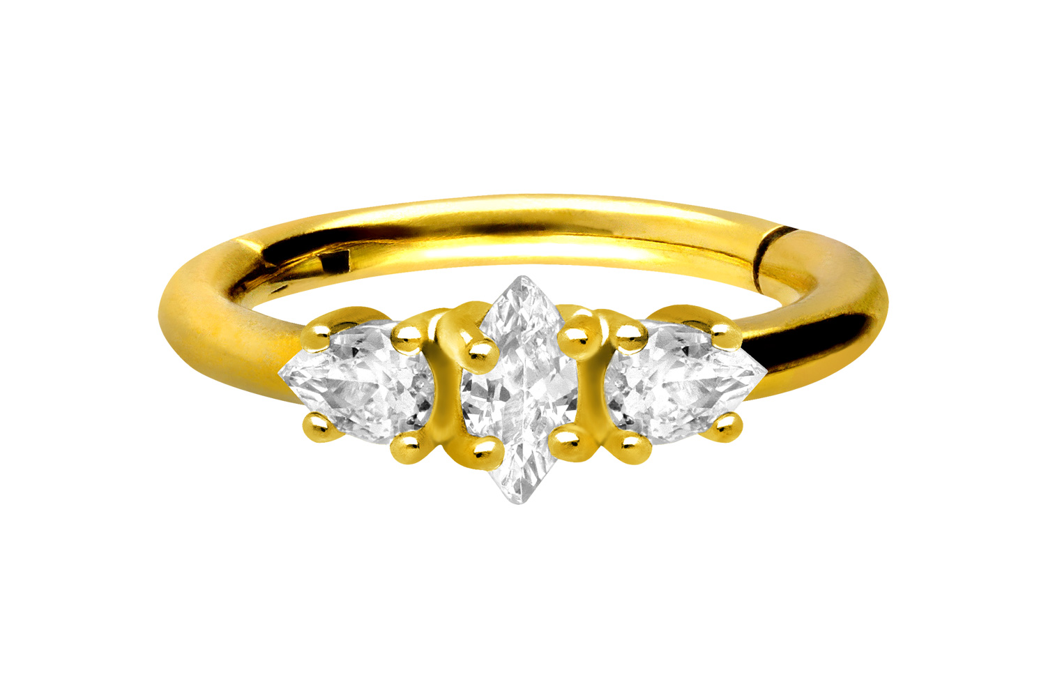 Chirurgenstahl Segmentring Clicker 3 EINGEFASSTE KRISTALLE