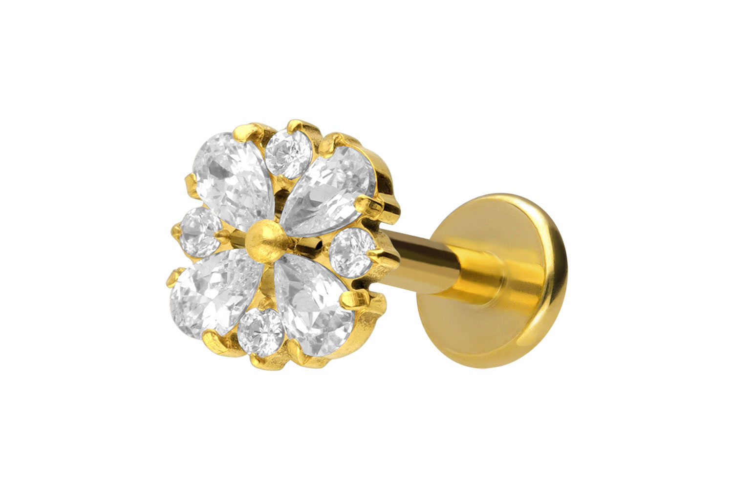 Titan Labret mit Innengewinde KRISTALLORNAMENT