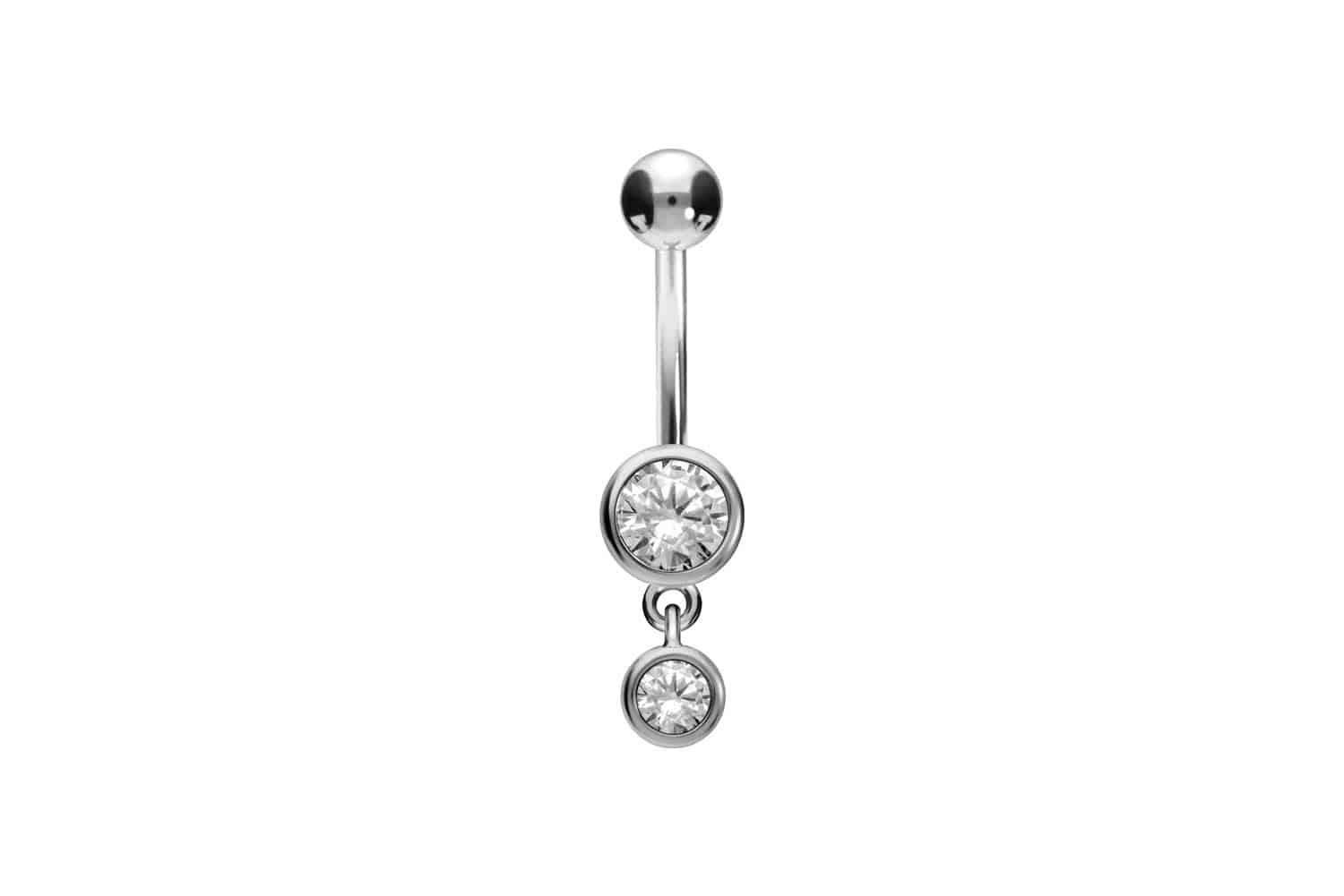 Titan Bananabell mit 925er Silber-Design 2 KRISTALLE