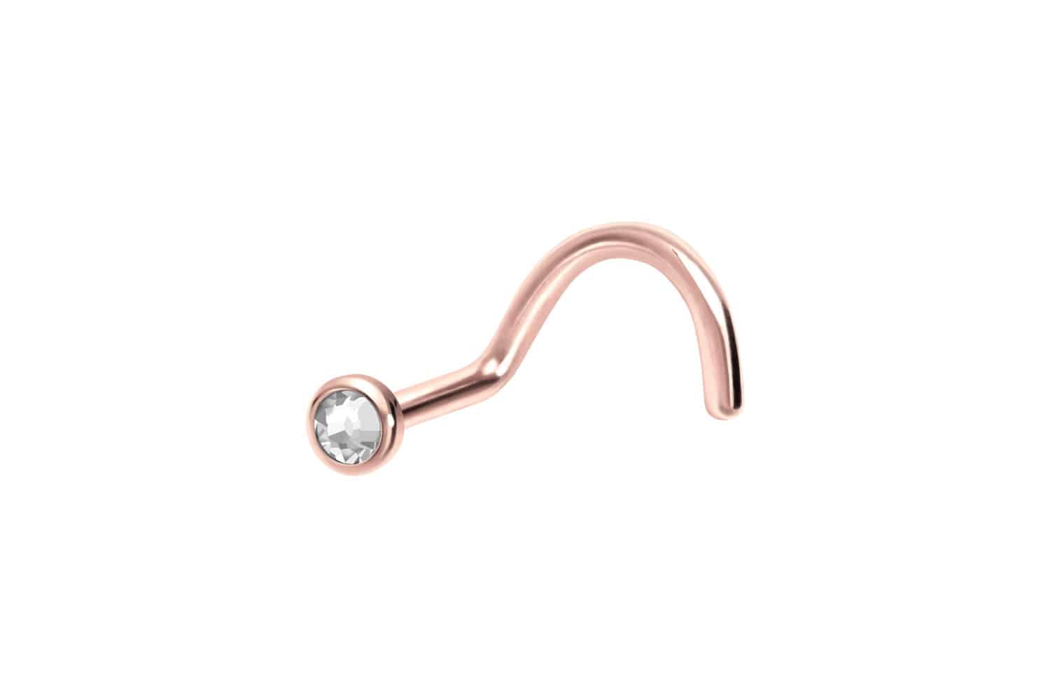 Chirurgenstahl Nasenstecker Spirale FLACHE KRISTALLDISC