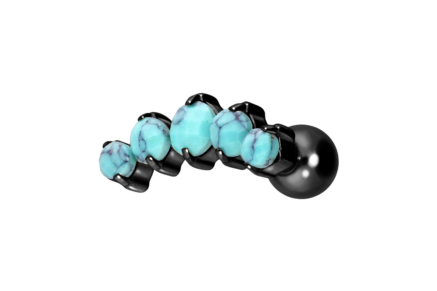 Titanium ear piercing with internal thread 5 SYNTHETIC TURQUOISES