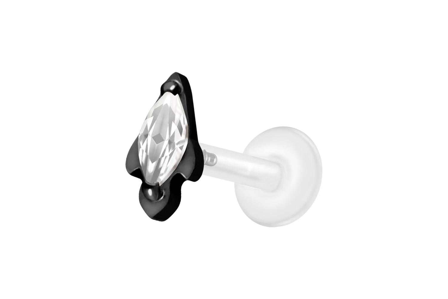 PTFE labret with internal thread + titanium attachment CRYSTAL ROCKET