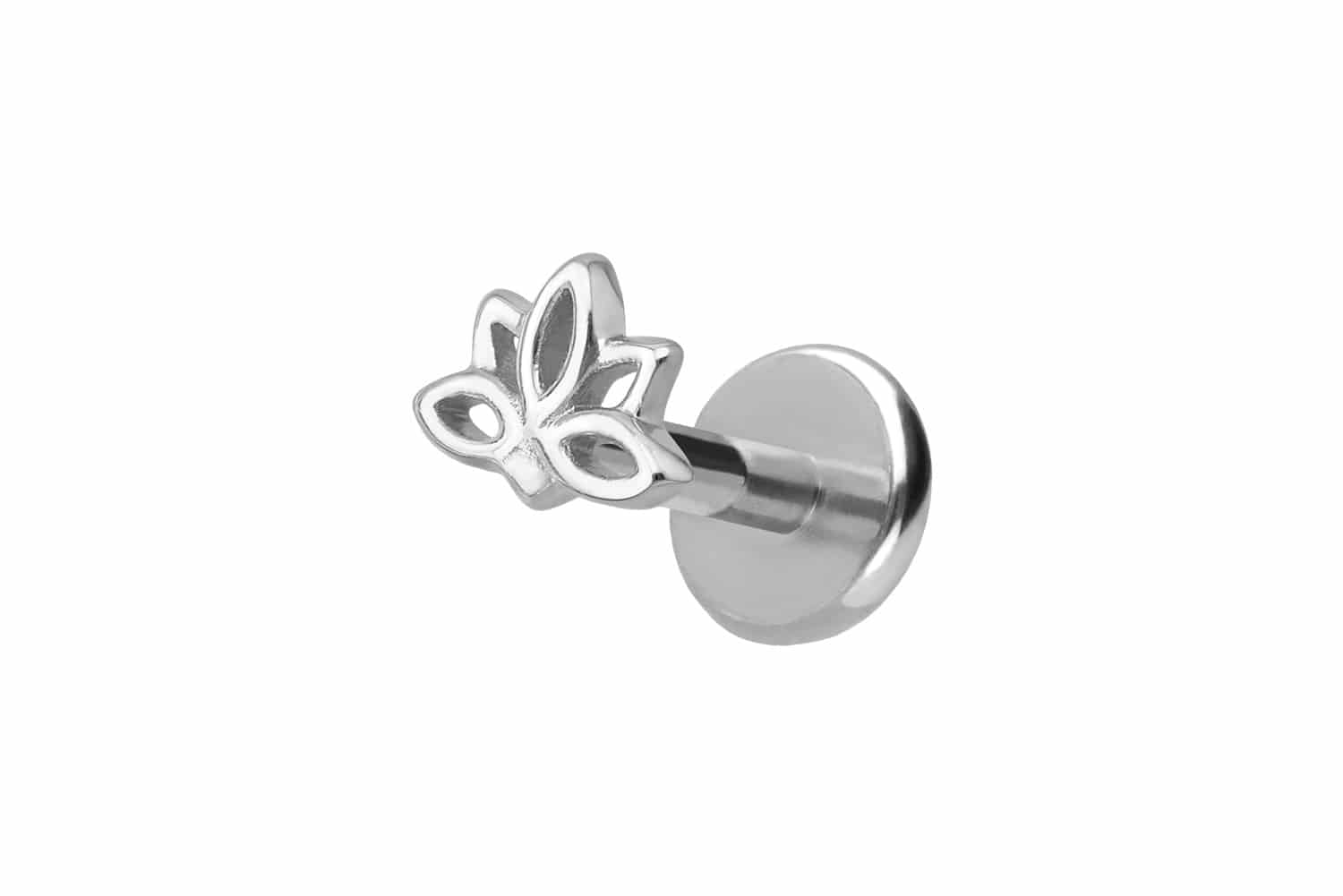 Titanium labret with internal thread + 925 silver attachment LOTUS BLOSSOM