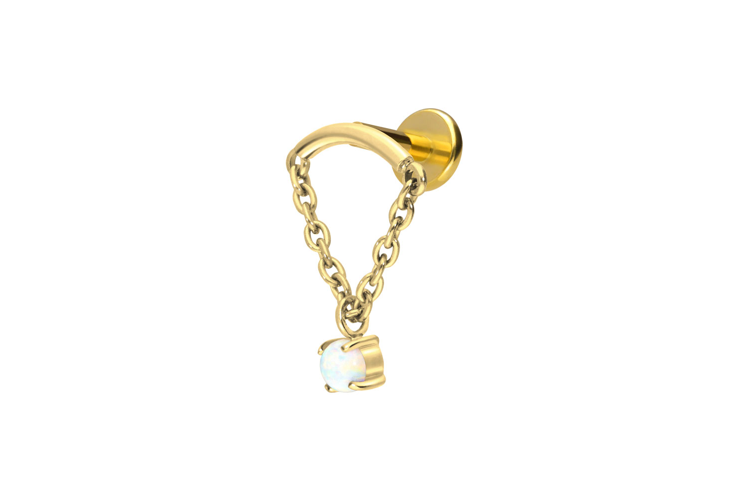 Titan Labret mit Innengewinde BOGEN + KETTE + SYNTHETISCHER OPAL