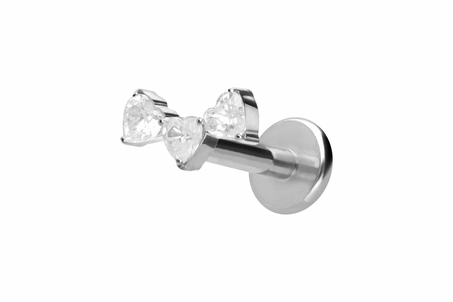 Titan Labret mit Push Fit 3 KRISTALLHERZEN