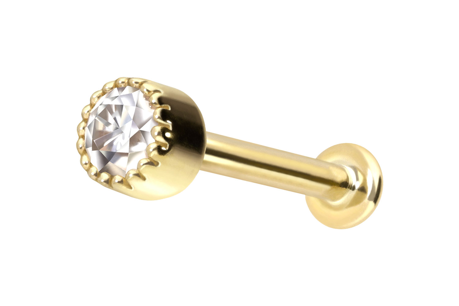 14 carat labret with internal thread MOISSANITE DISC