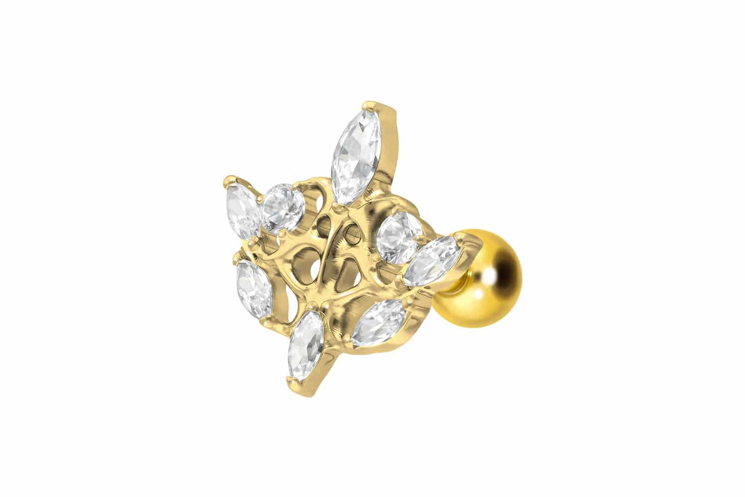 Titanium ear piercing with internal thread GOTHIC DESIGN