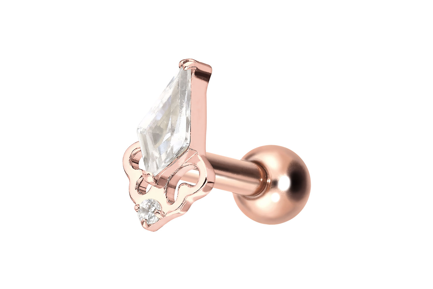 Titanium ear piercing with internal thread CRYSTAL SHIELD