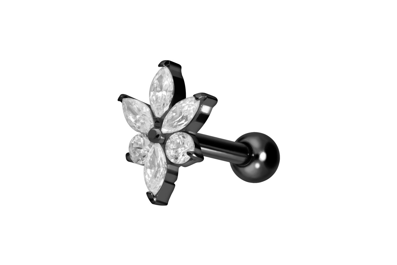 Titan Ohrpiercing mit Innengewinde KRISTALLBLUME