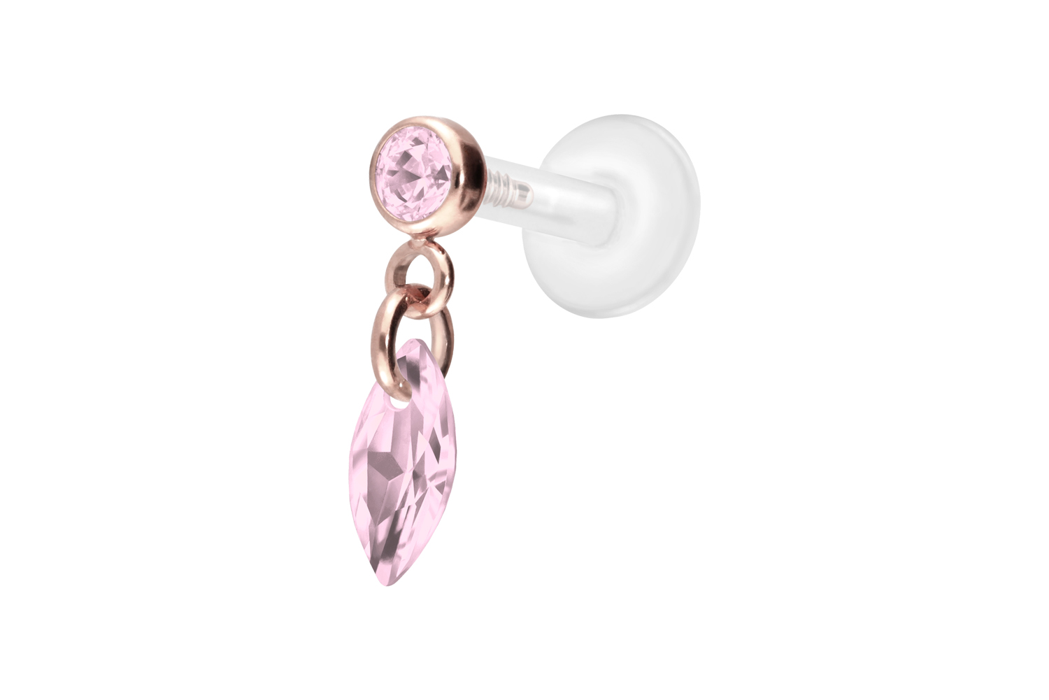 PTFE Labret mit Innengewinde + Titan-Aufsatz KRISTALLOVAL