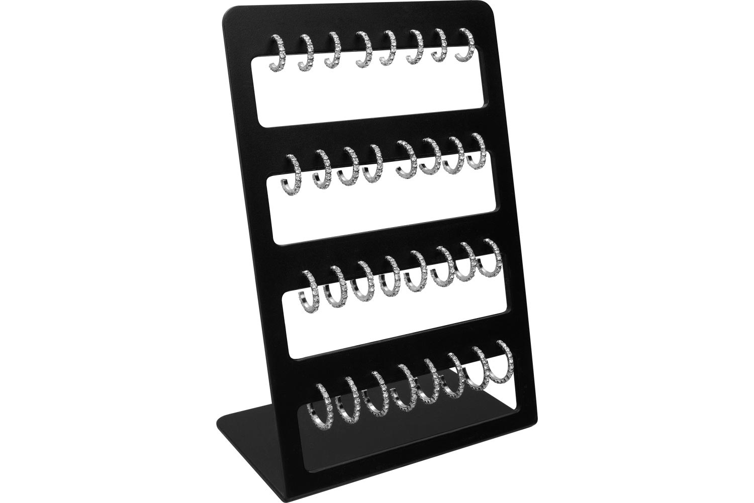 Display 16 Paar 925er Silber Ohrstecker PLATINIERT + OFFENER RING MIT KRISTALLEN
