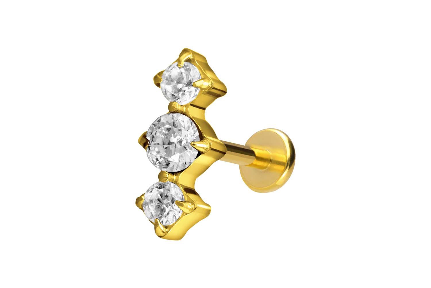 Titan Labret mit Push Fit 3 EINGEFASSTE KRISTALLE
