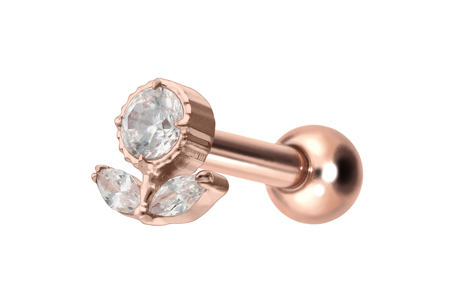 Titan Ohrpiercing mit Innengewinde KRISTALLBLUME