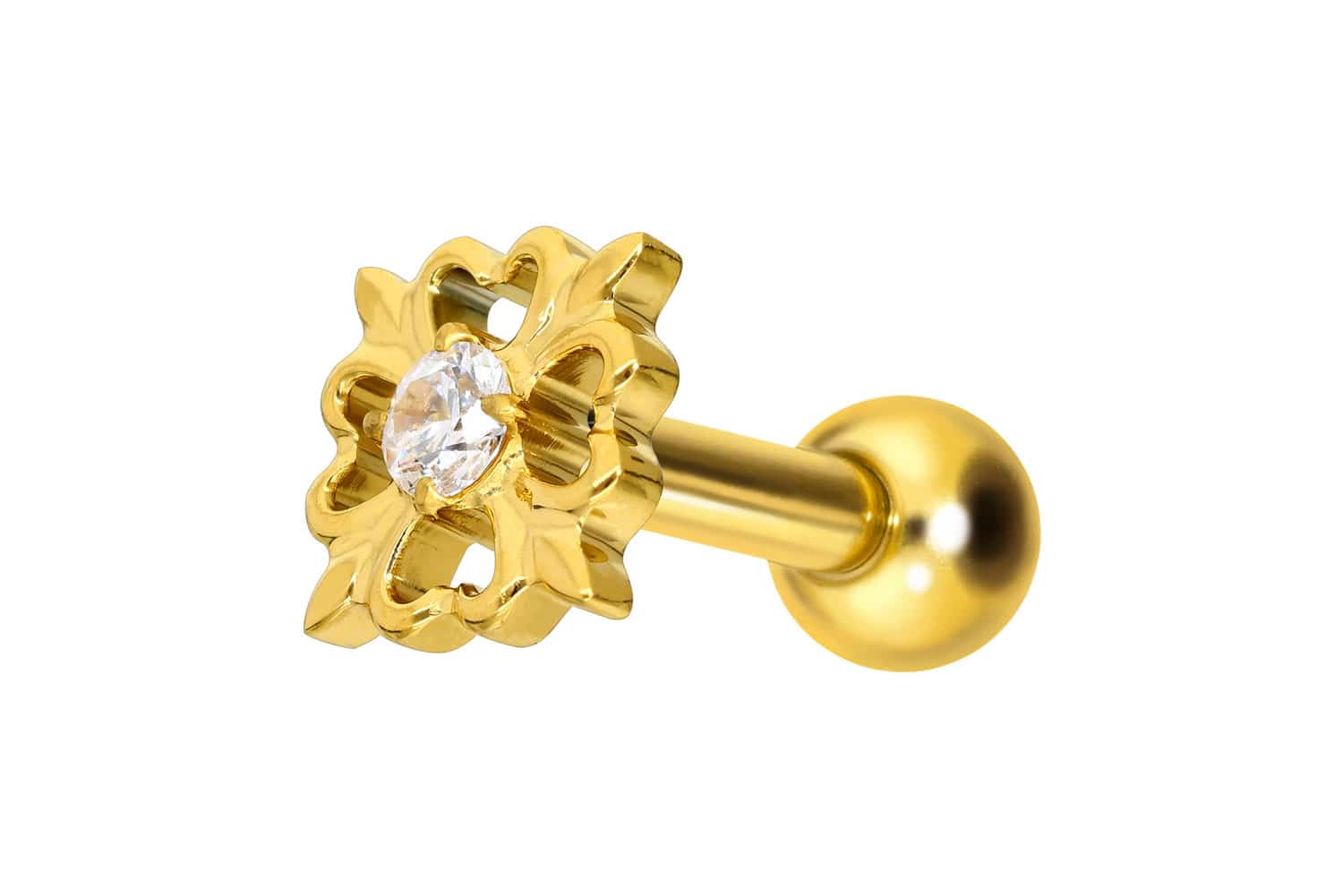 Titan Ohrpiercing mit Innengewinde KLEEBLATT