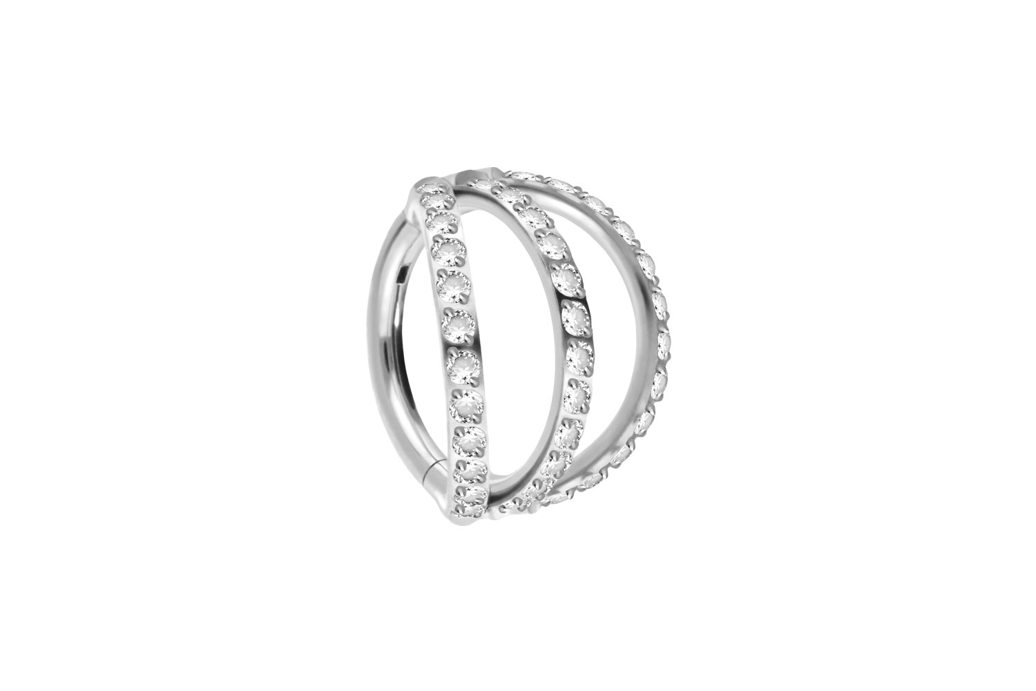 Titan Segmentring Clicker 3 RINGE + EINGEFASSTE KRISTALLE