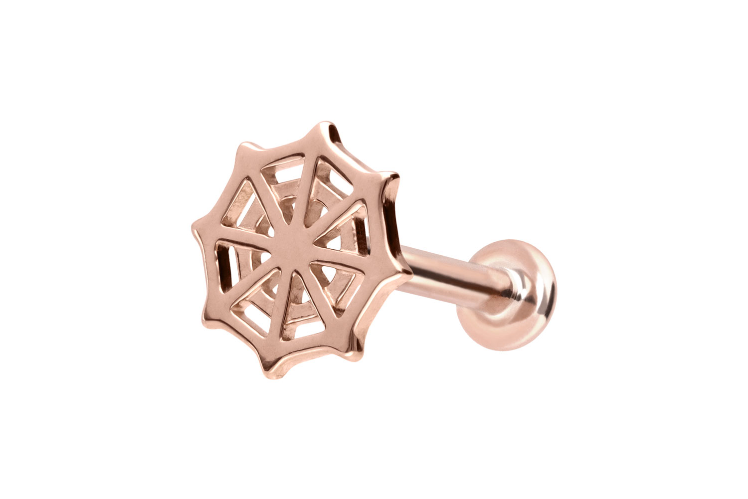 14 Karat Gold Labret mit Push Fit SPINNENNETZ