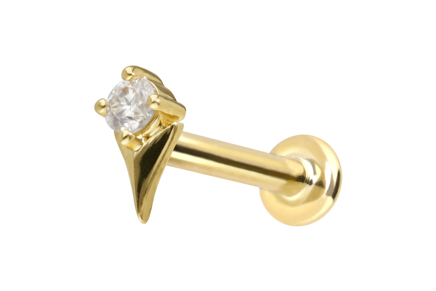 14 Karat Gold Labret mit Innengewinde MOISSANIT + PFEILSPITZE