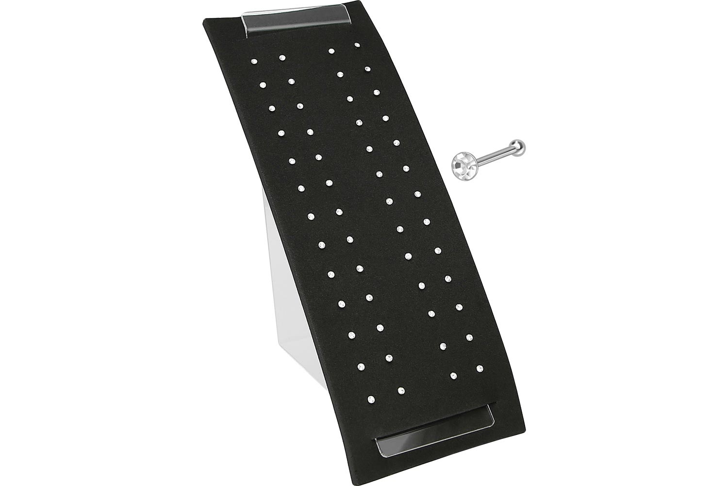 SET 925er Silber Nasenstecker Pin RUNDER KRISTALL im Display