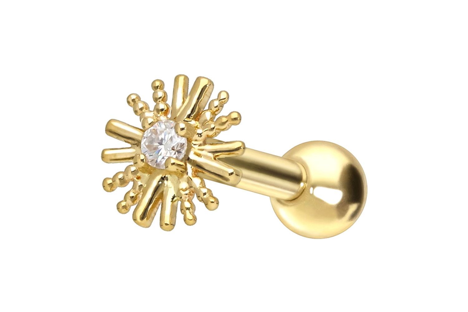 14/18 carat gold ear piercing MOISSANITE + FLOWER