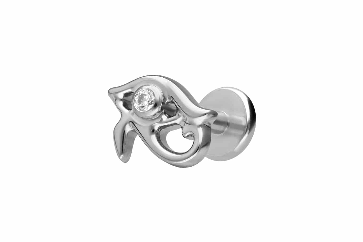 Titanium labret with internal thread EYE OF HORUS