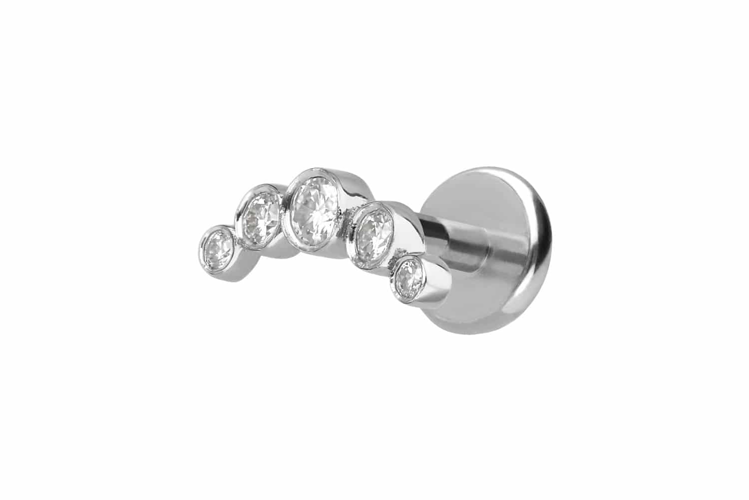 Titan Labret mit Innengewinde + 925er Silber Aufsatz MOISSANIT-BOGEN