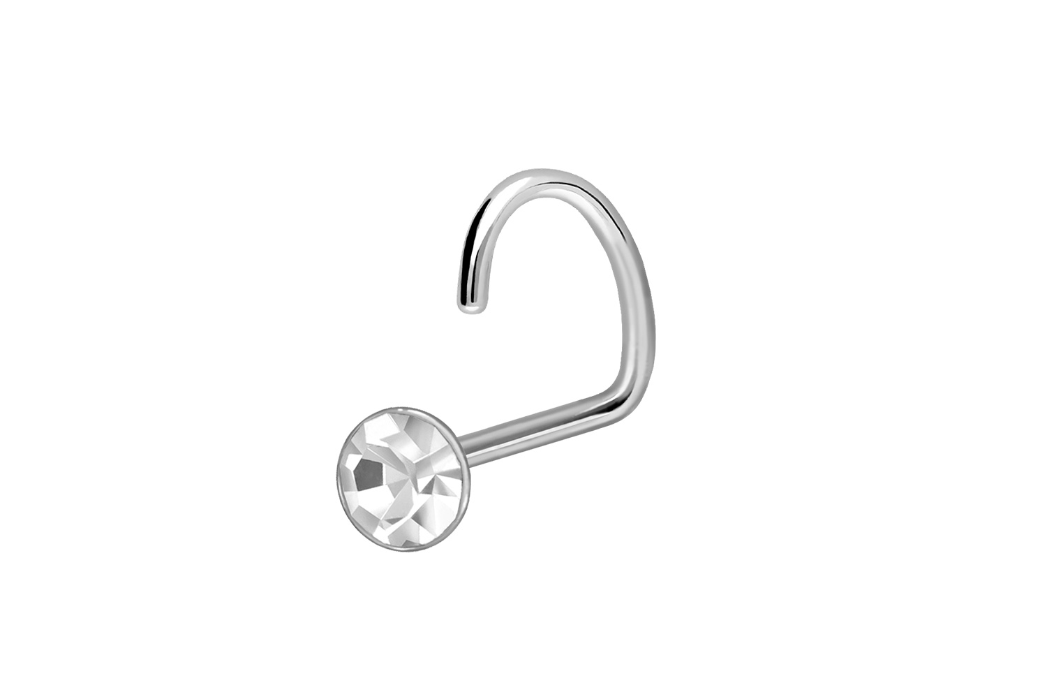 925er Silber Nasenstecker Spirale KRISTALL