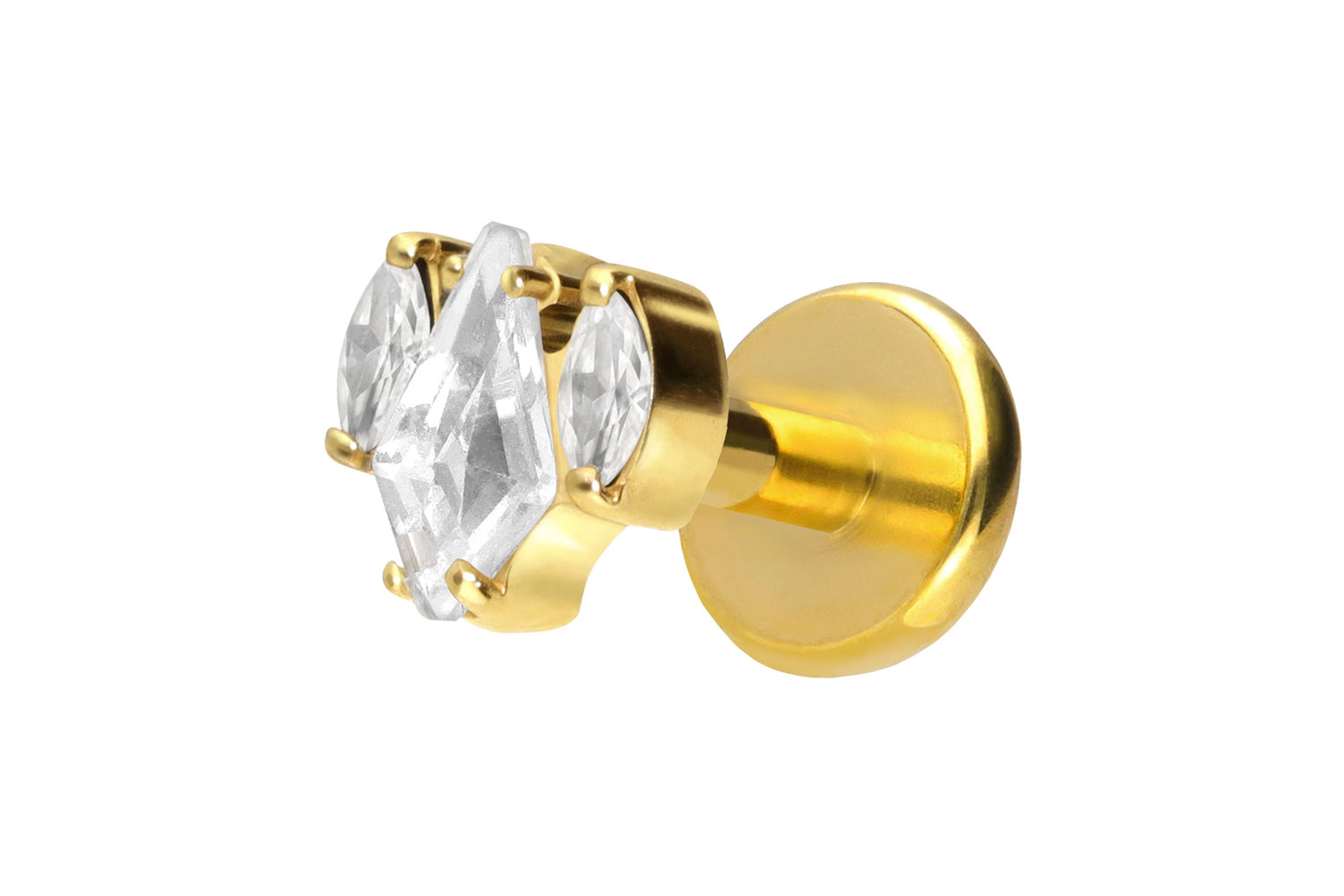 Titan Labret mit Push Fit KRISTALLSCHILD + KRISTALLOVALE