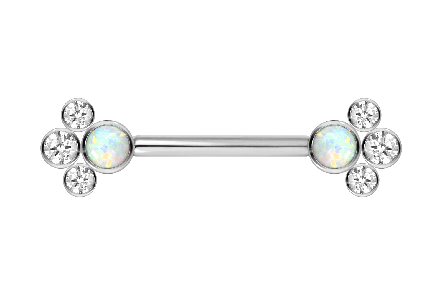 Titan Barbell mit Push Fit SYNTHETISCHER OPAL + 3 KRISTALLE