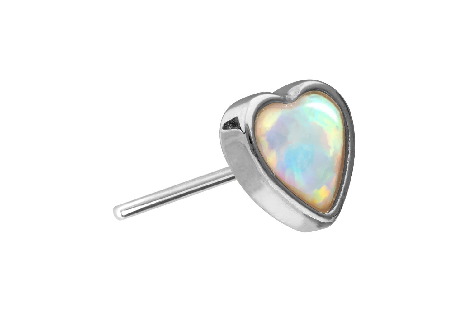 14 carat gold attachment with titanium push pin SYNTHETIC OPAL HEART