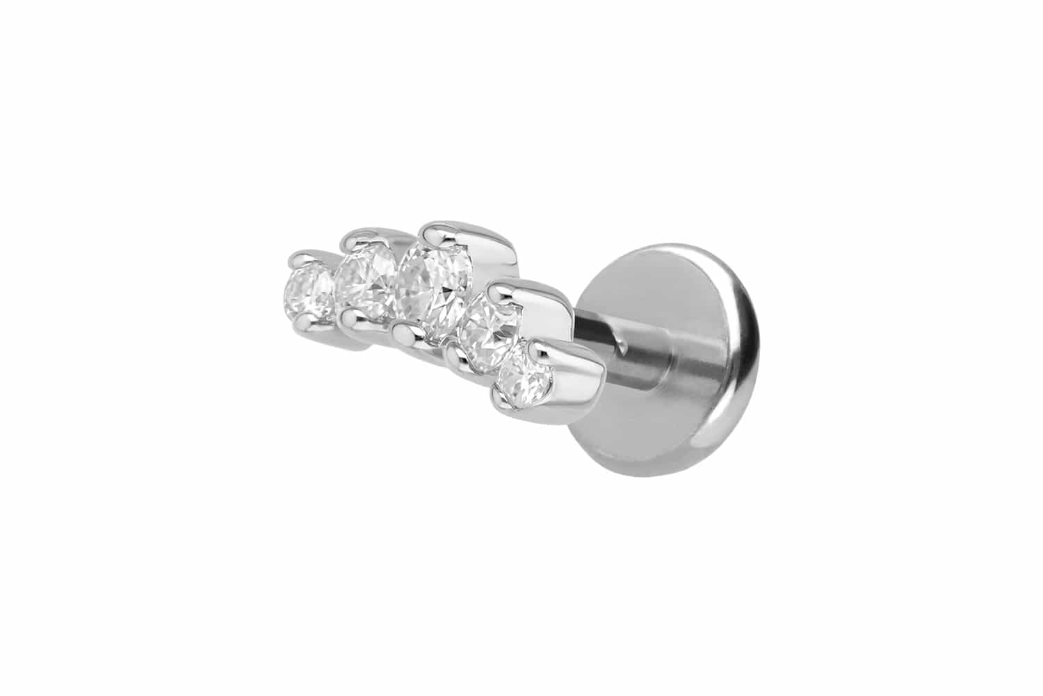 Titan Labret mit Innengewinde + 925er Silber Aufsatz MOISSANIT-BOGEN