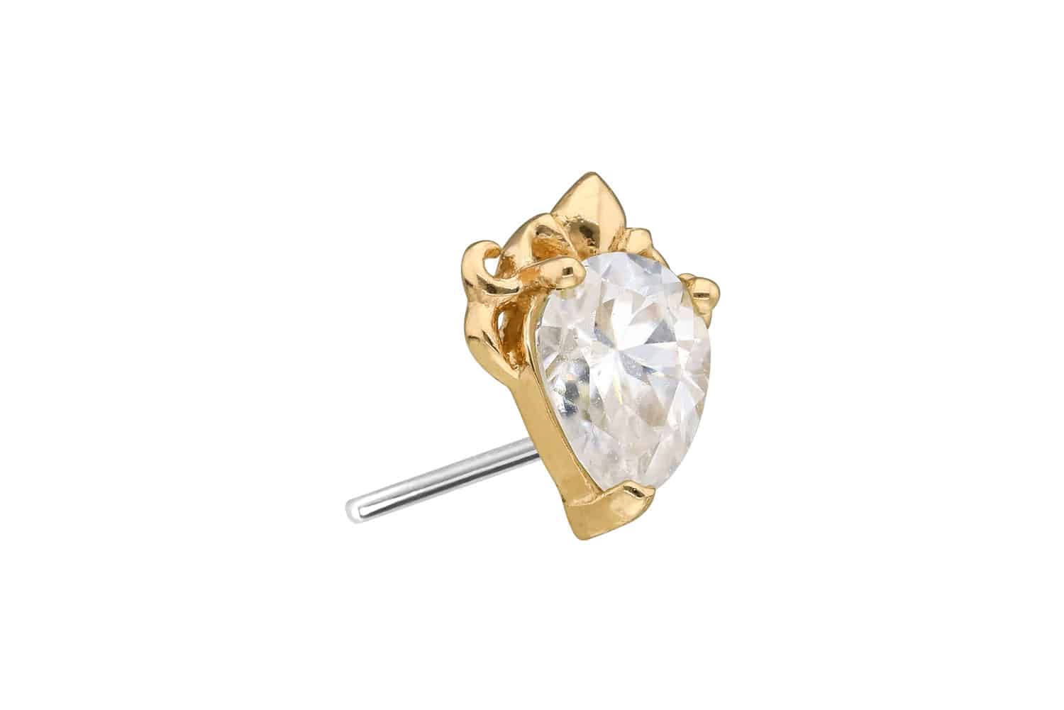 14 Karat Gold Aufsatz mit Titan Push Pin MOISSANIT-TROPFEN