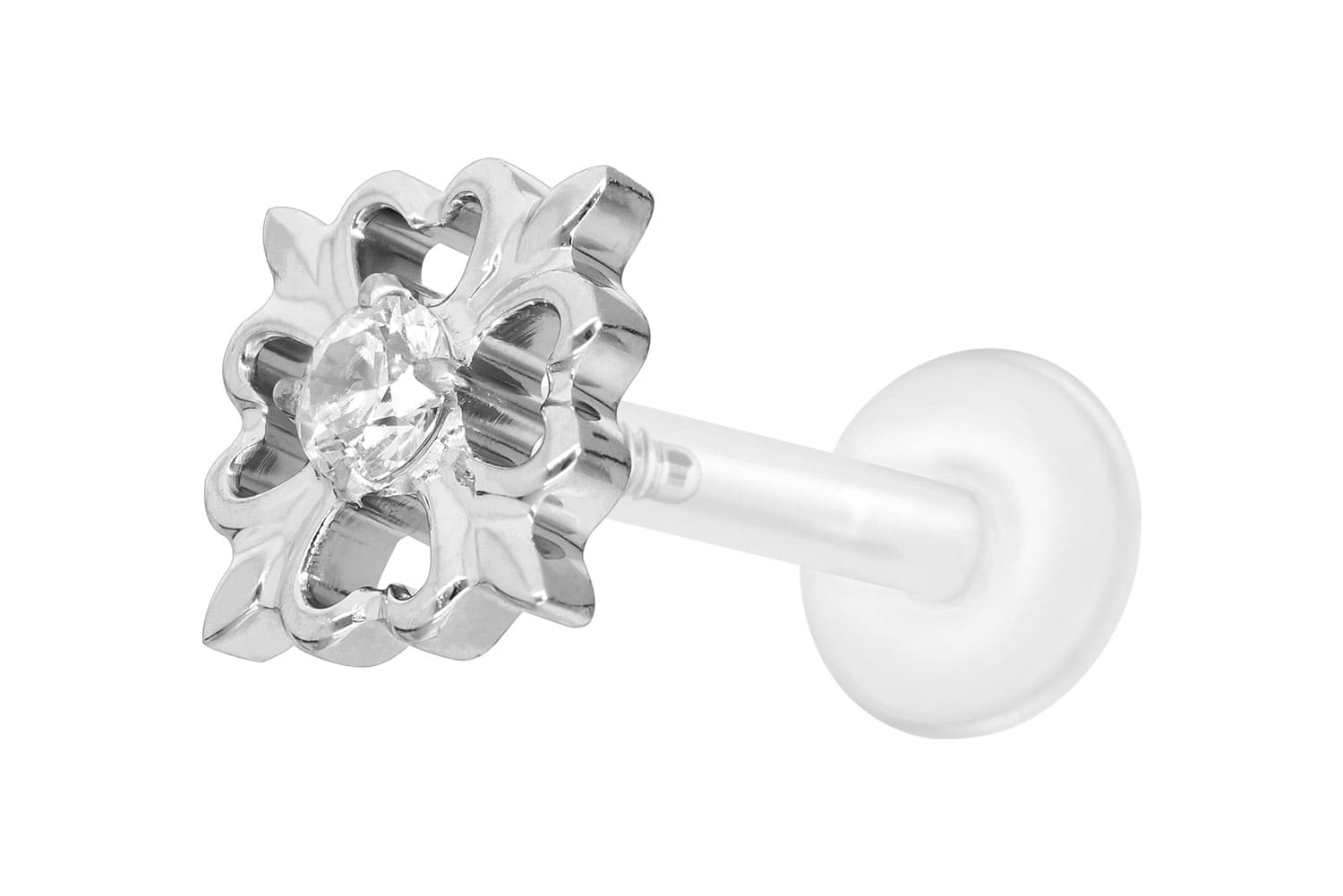 PTFE Labret mit Innengewinde + Titan-Aufsatz KLEEBLATT