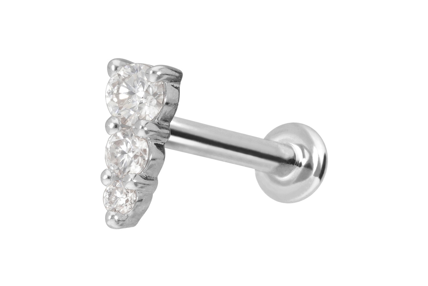 14 Karat Gold Labret mit Push Fit MOISSANIT-EISZAPFEN