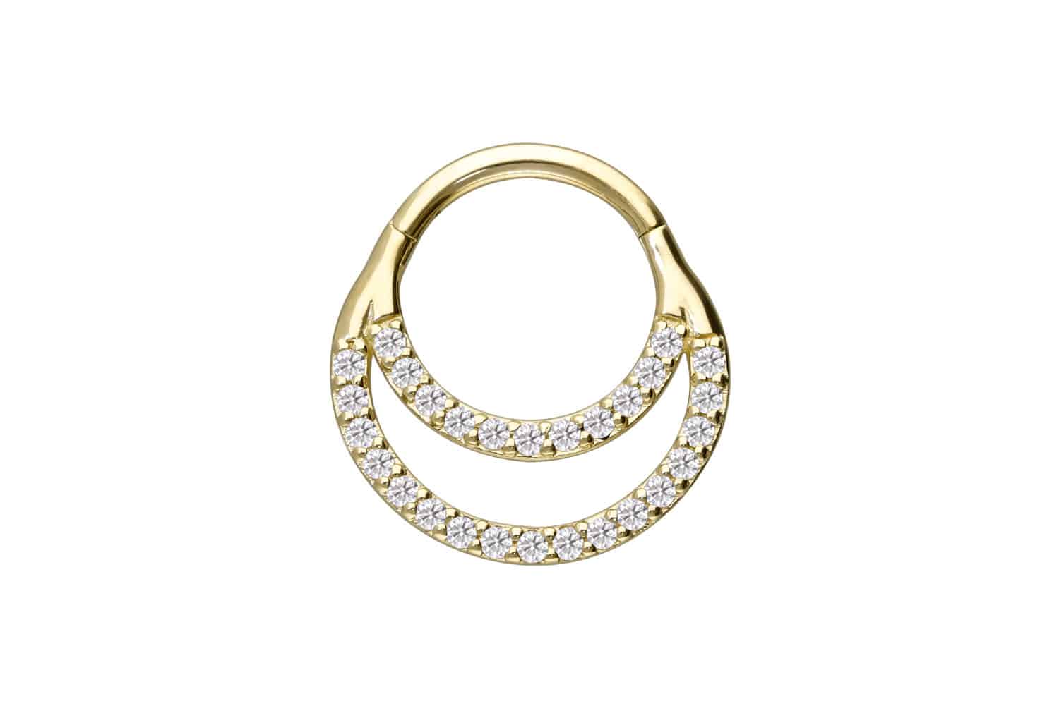 14/18 Karat Gold Segmentring Clicker EINGEFASSTE MOISSANITE + 2 RINGE