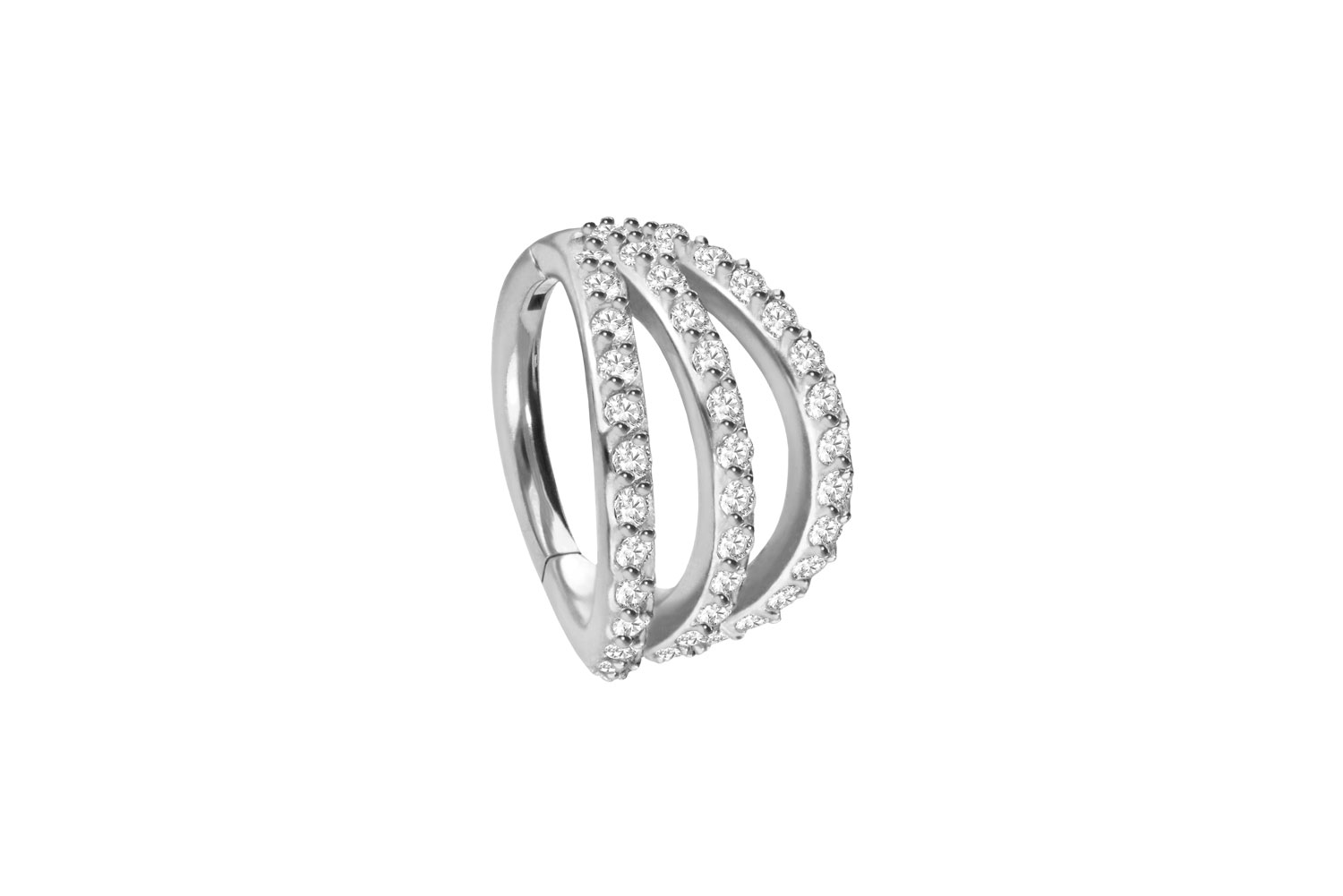 Chirurgenstahl Segmentring Clicker 3 RINGE + EINGEFASSTE KRISTALLE