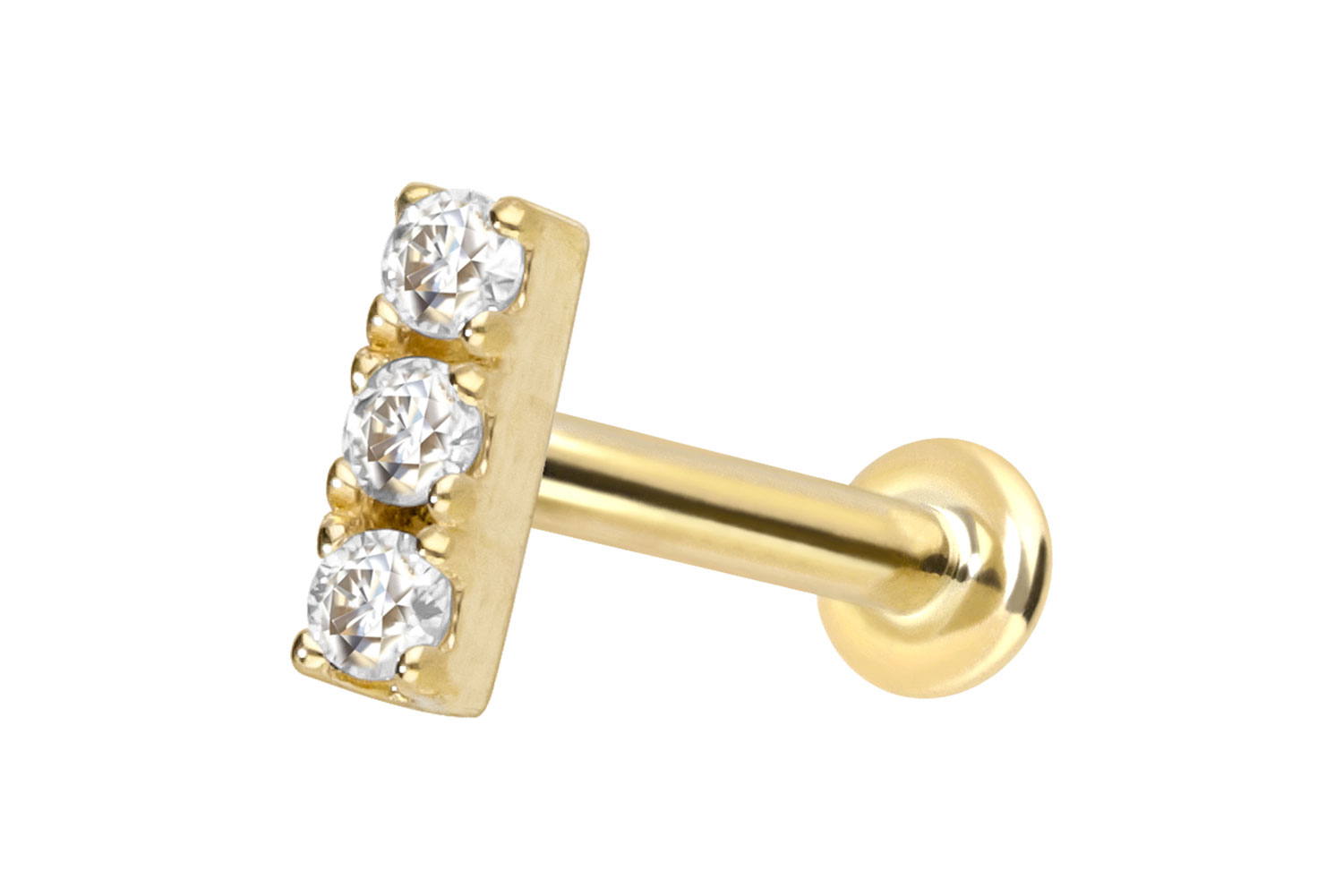 14 Karat Gold Labret mit Push Fit MOISSANIT-BALKEN