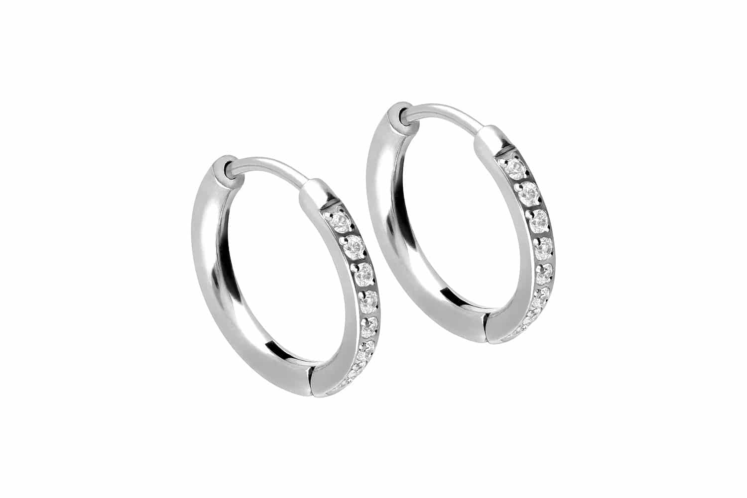 Chirurgenstahl Ohrclicker Creolen EINGEFASSTE KRISTALLE