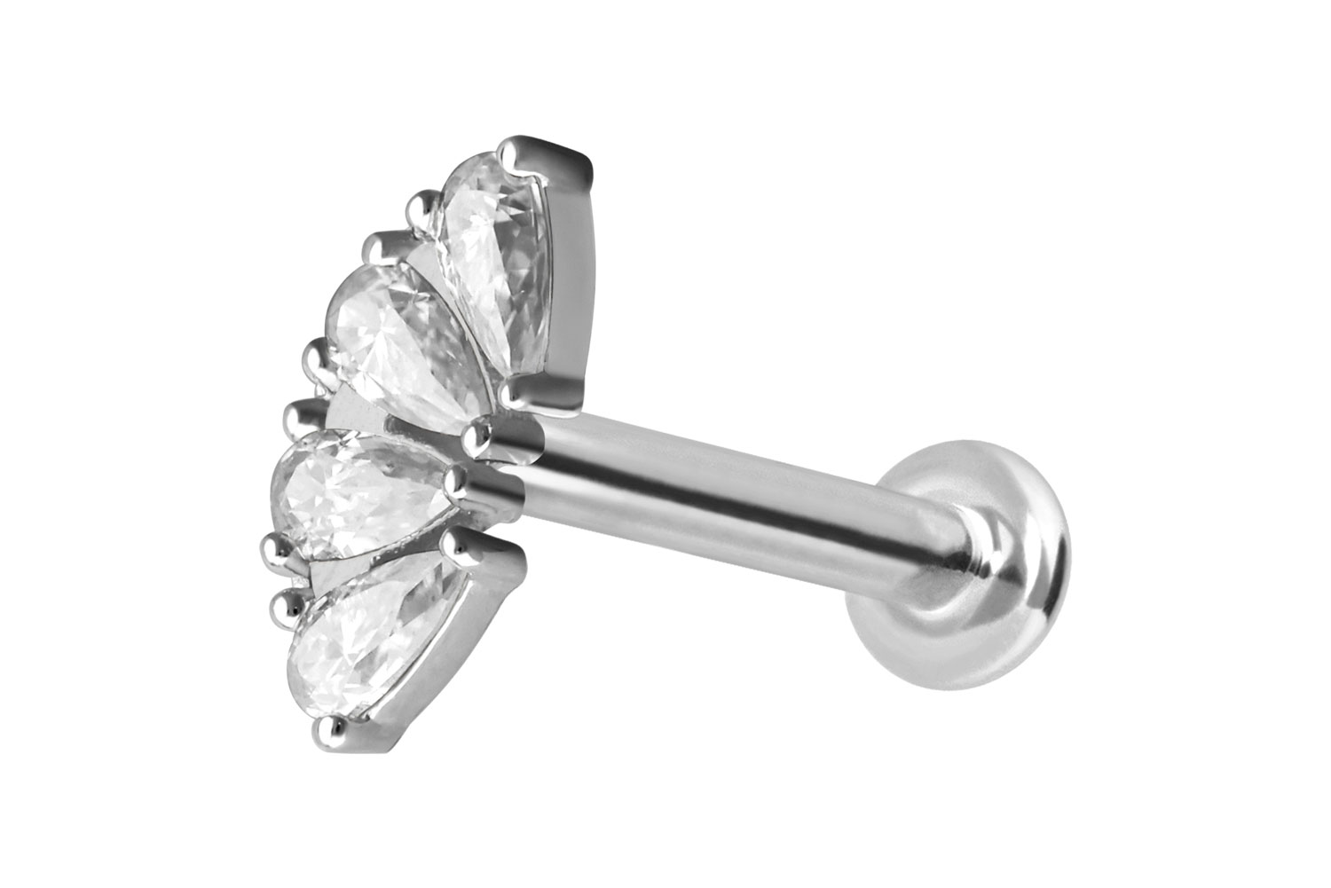 14 Karat Gold Labret mit Push Fit MOISSANIT-BOGEN