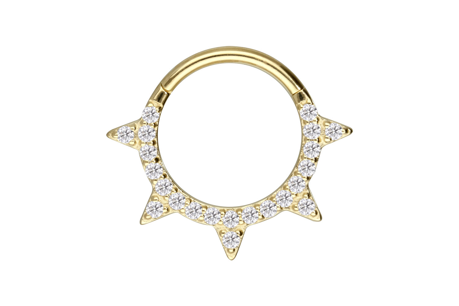 14/18 carat gold segment ring clicker SET MOISSANITES + CONES