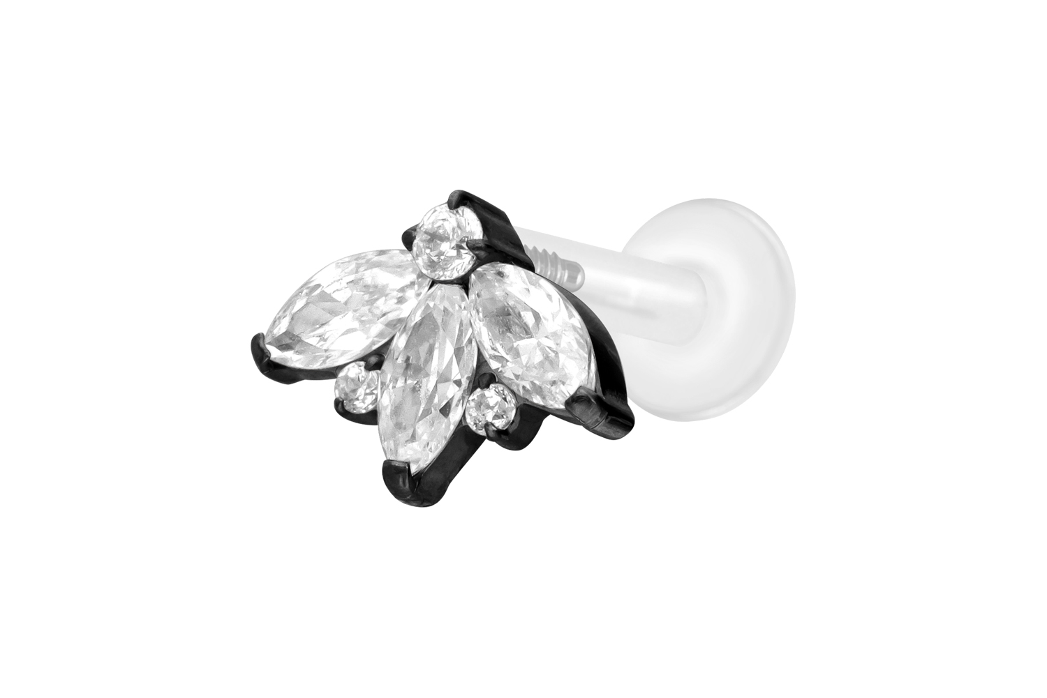 PTFE labret with internal thread + titanium attachment LOTUS BLOSSOM