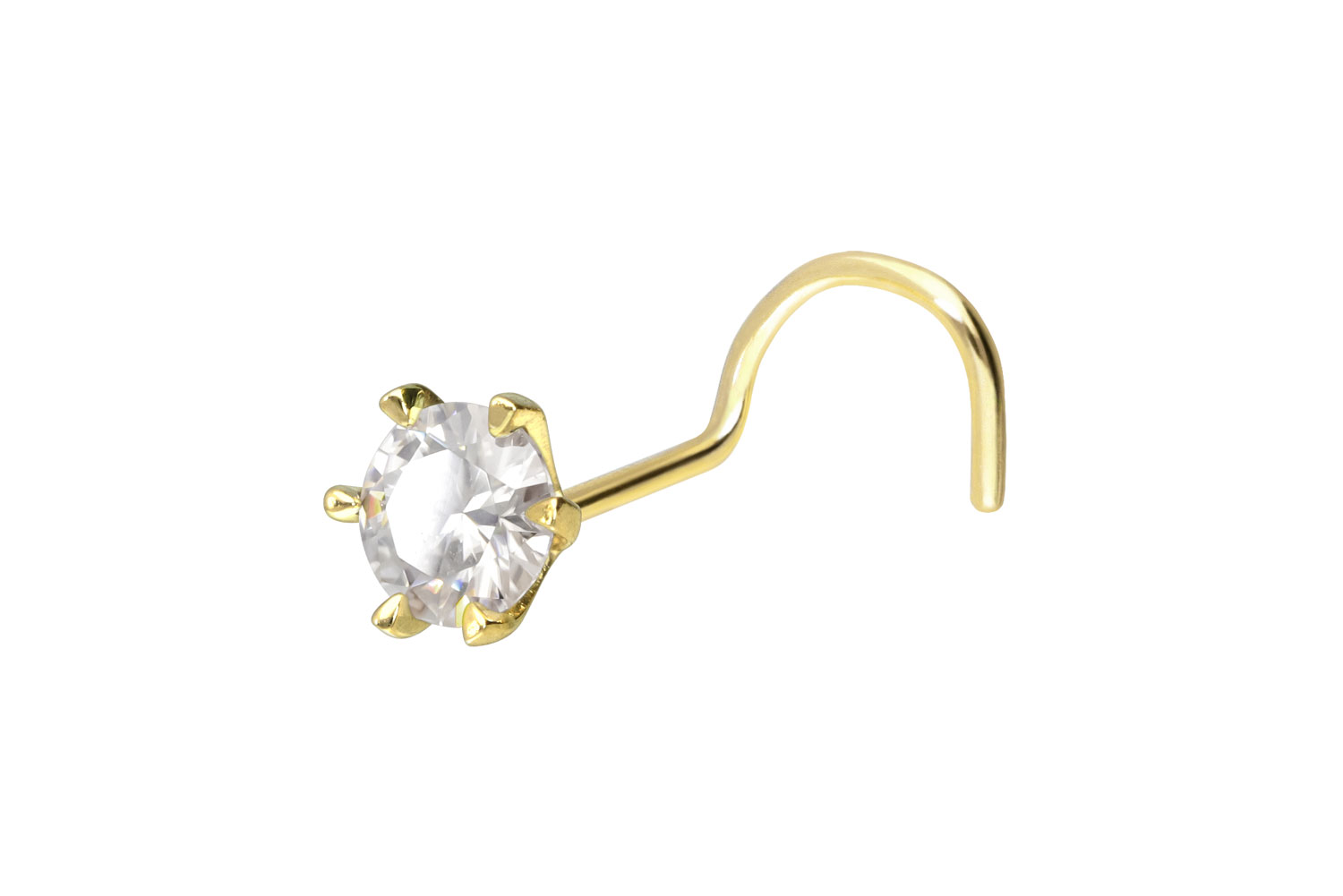 14/18 Karat Gold Nasenstecker Spirale EINGEFASSTER MOISSANIT
