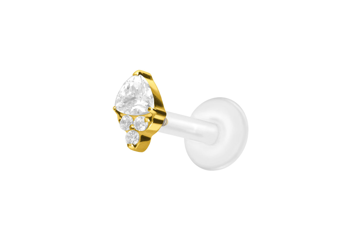 PTFE Labret mit Innengewinde + Titan-Aufsatz EINGEFASSTE KRISTALLE